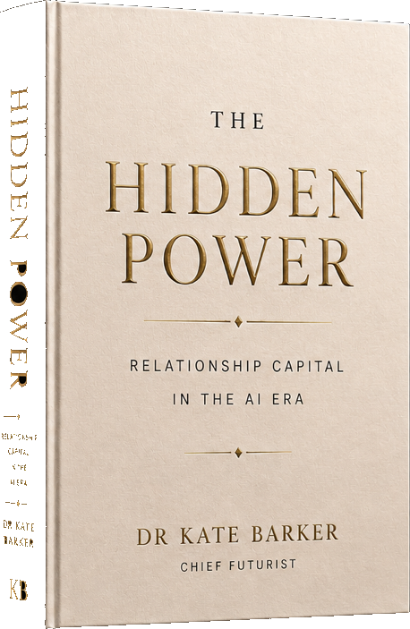 The Hidden Power, hardcover edition photographed on a dark studio backdrop. Gold foil title on a cream cover with a black spine.